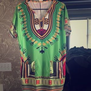 Green Multi Colored Dashiki